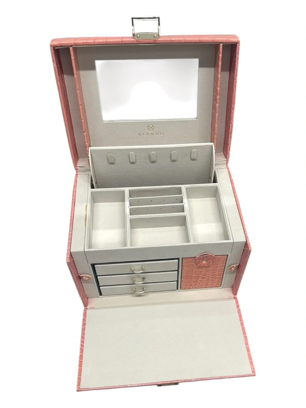 VLANDO Travel Jewelry Case Coral Croc-Embossed